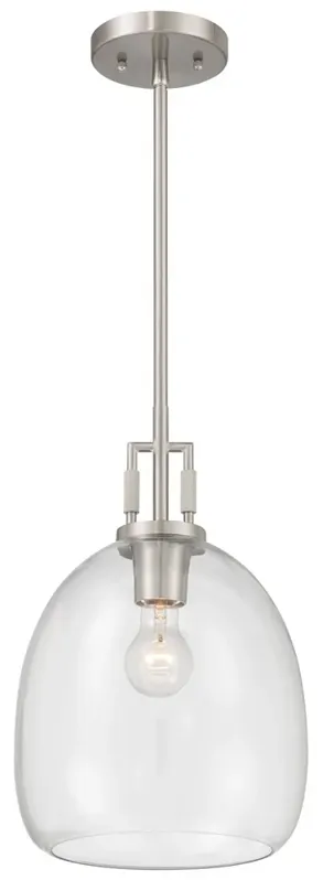Minka Lavery Orbis 1-Lt 10-in Brushed Nickel Mini Pendant with Glass Shade