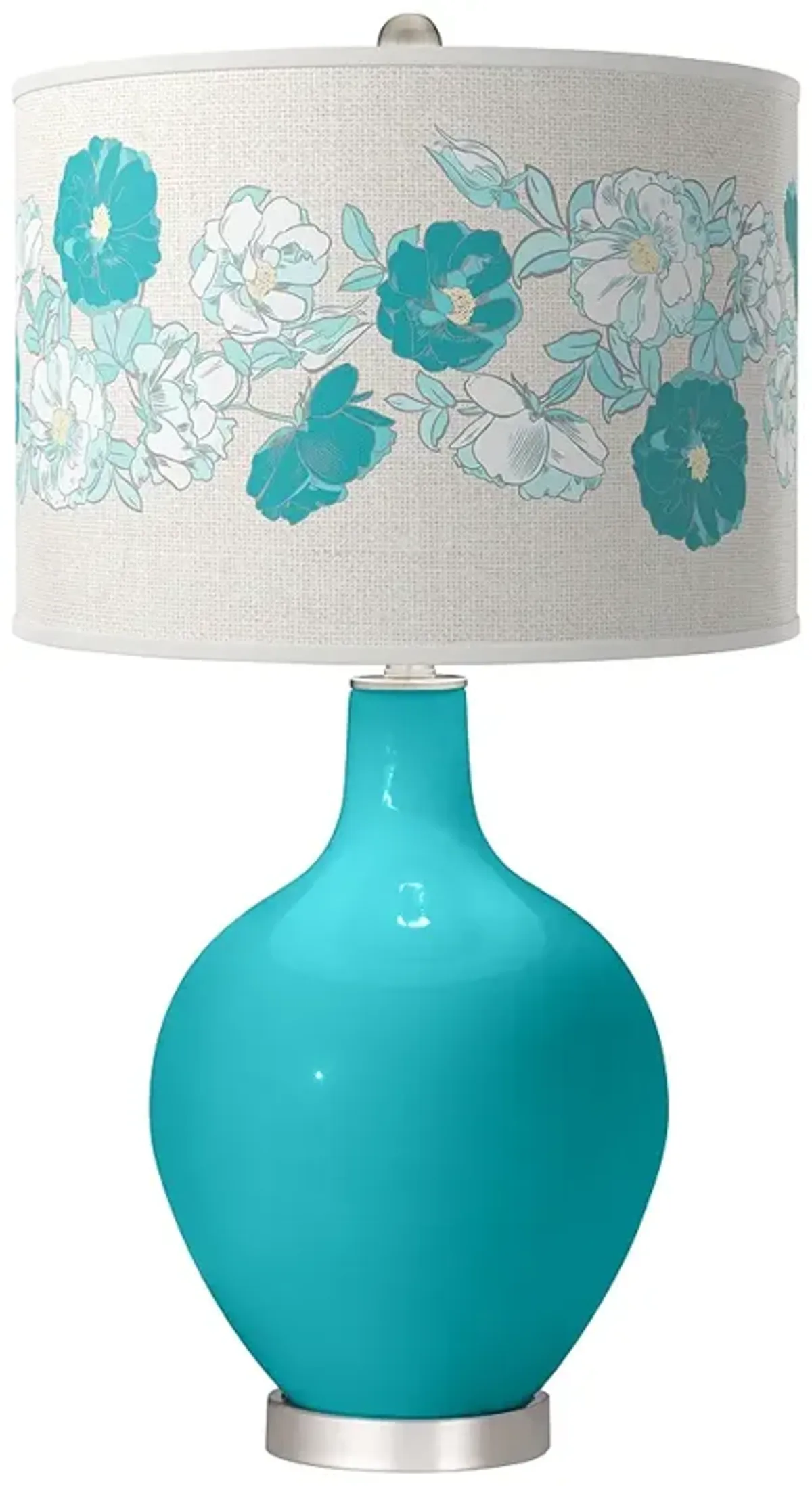 Color Plus Ovo 28 1/2" Rose Bouquet Shade Surfer Blue Table Lamp