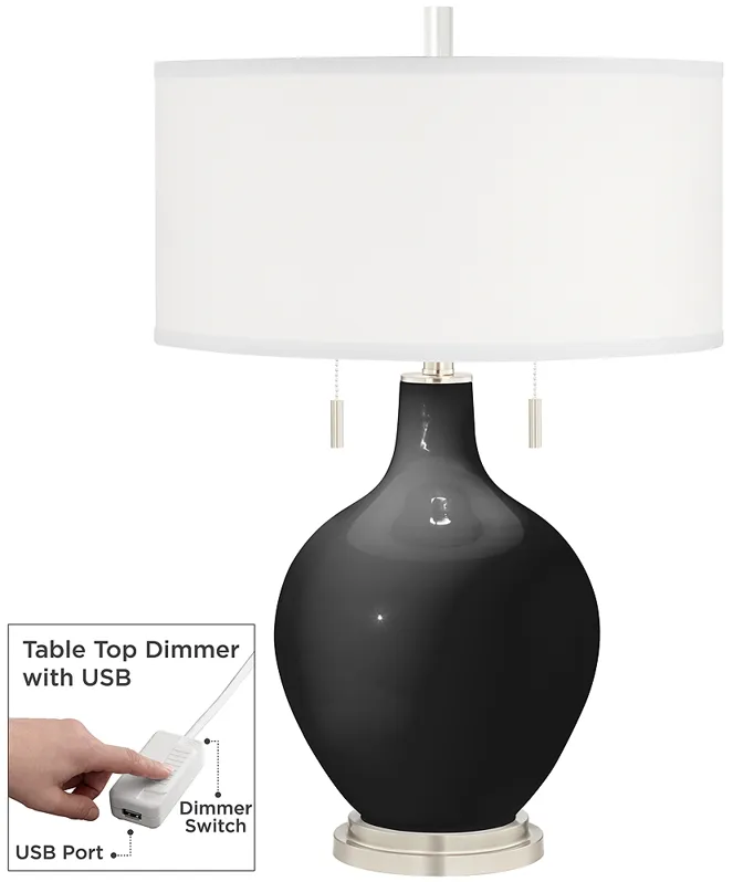 Tricorn Black Toby Table Lamp with Dimmer