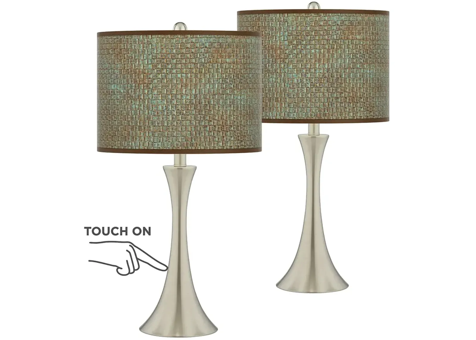 Interweave Patina Trish Brushed Nickel Touch Table Lamps Set of 2