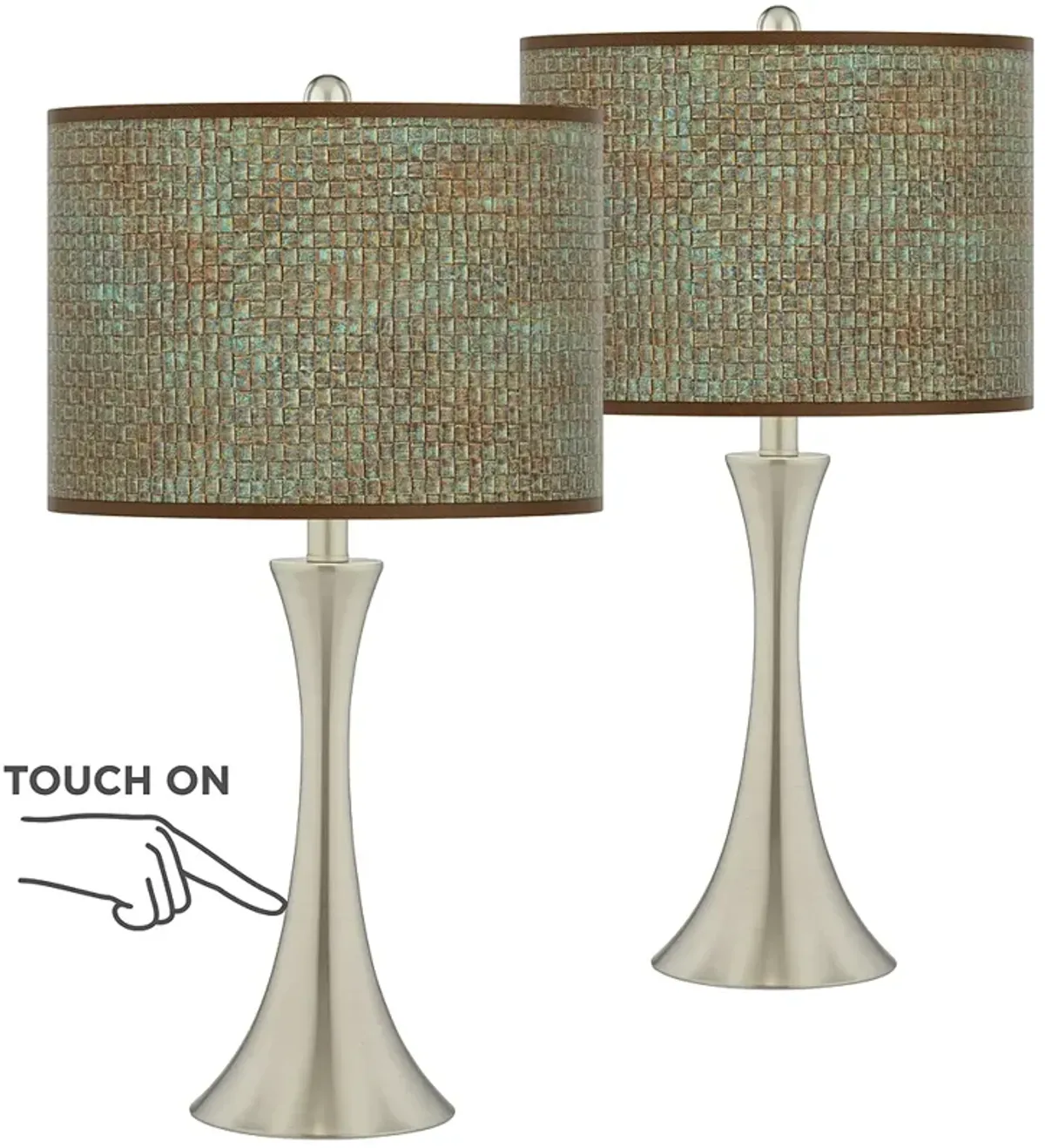 Interweave Patina Trish Brushed Nickel Touch Table Lamps Set of 2