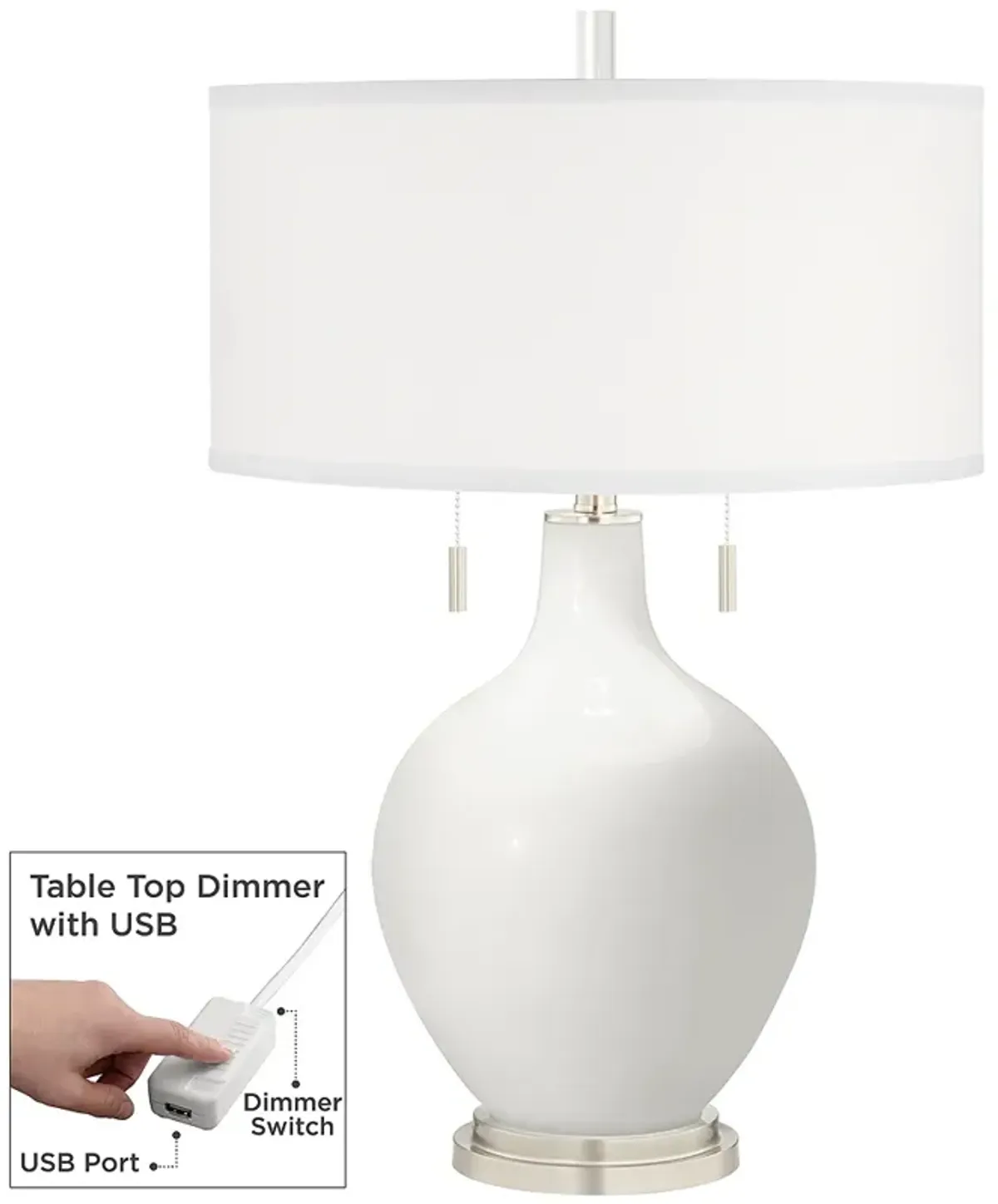 Color Plus Toby 28" Winter White Table Lamp with USB Dimmer