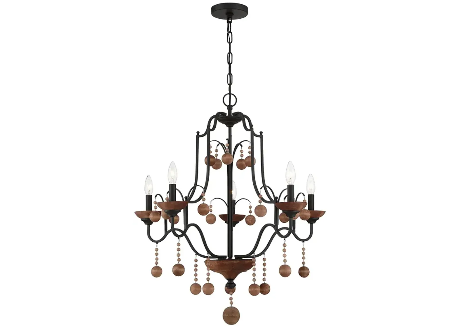 Minka-Lavery  Colonial Charm 5-Light Old World Bronze and Walnut Chandelier