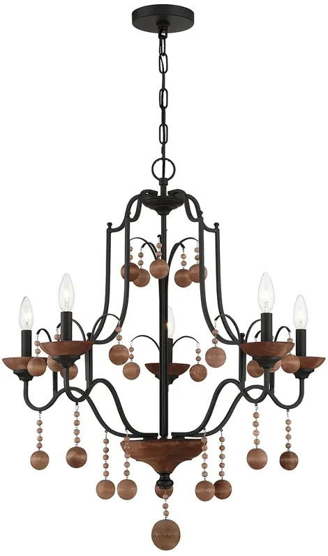 Minka-Lavery  Colonial Charm 5-Light Old World Bronze and Walnut Chandelier