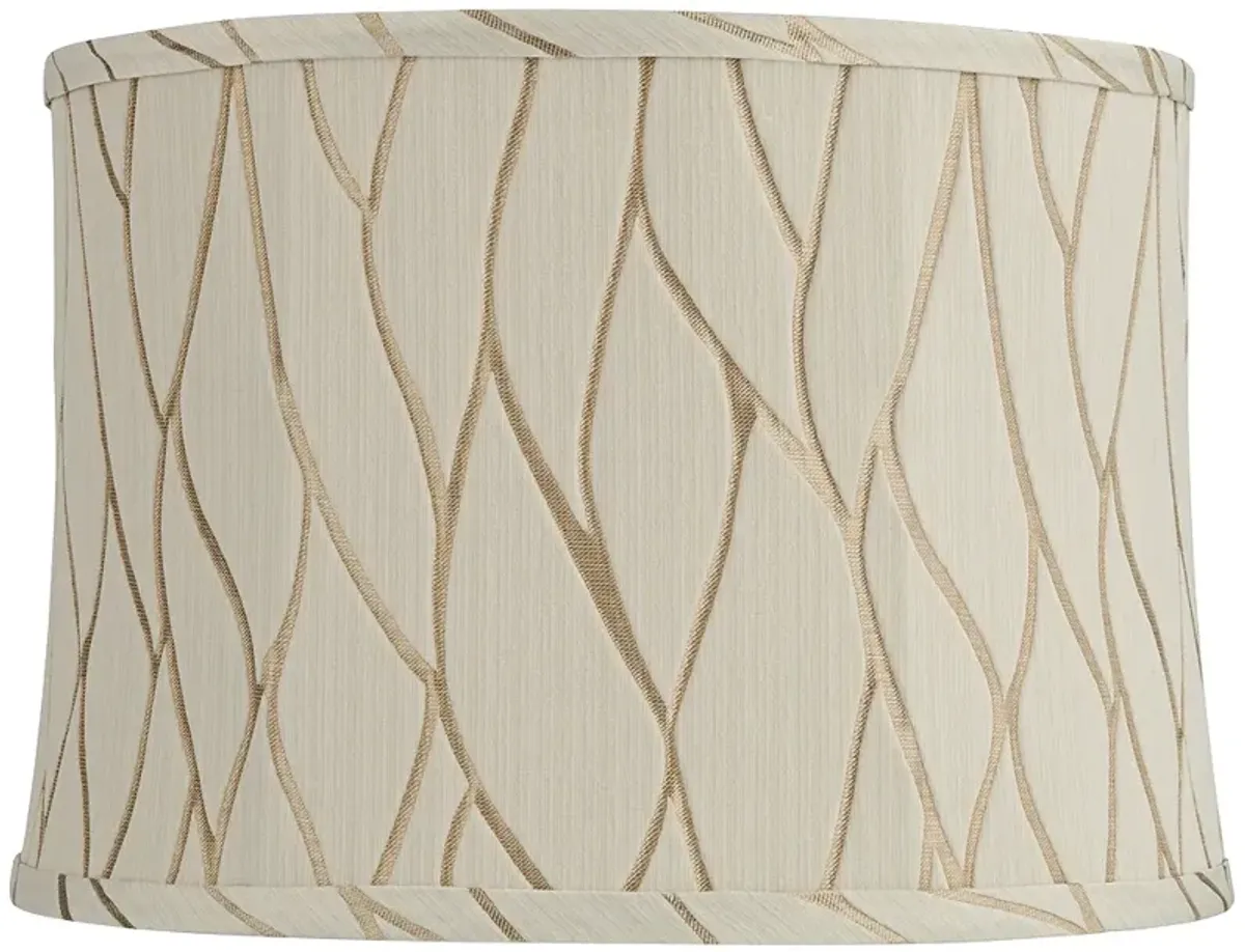 Springcrest Kinmen Cream Leaf Pattern Drum Shade 15 1/4 x 16 x 11 (Spider)