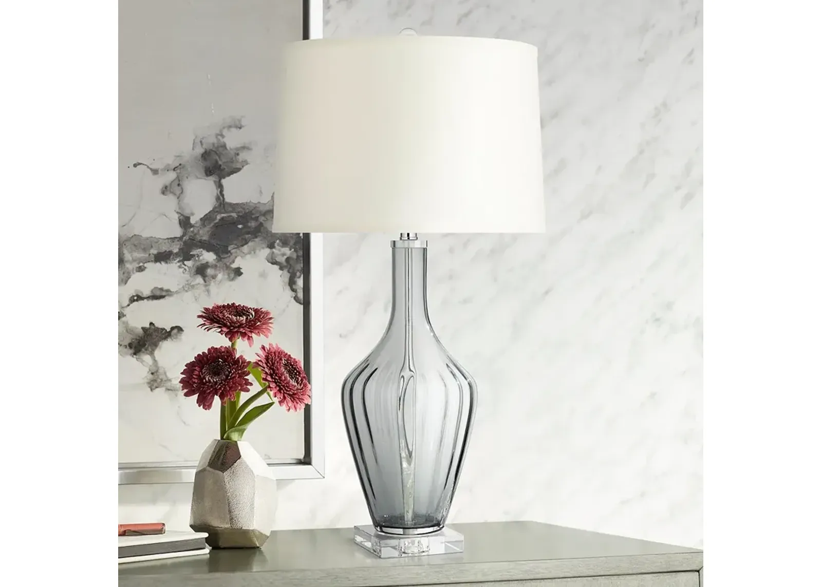 Possini Euro Design 30" High Smoke Gray Fluted Glass Table Lamp