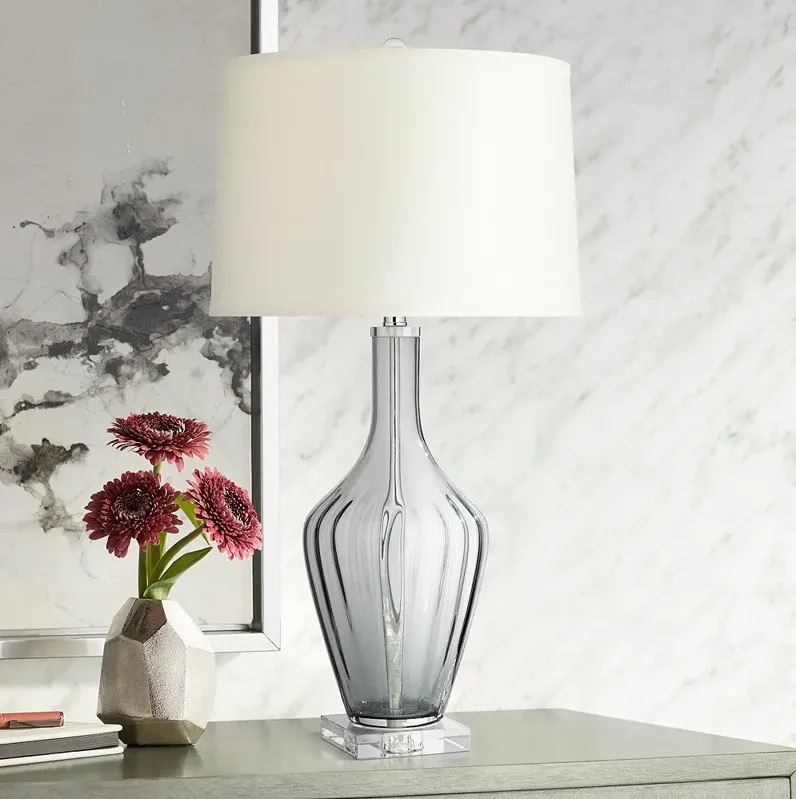 Possini Euro Design 30" High Smoke Gray Fluted Glass Table Lamp