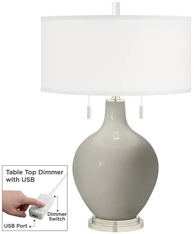 Requisite Gray Toby Table Lamp with Dimmer