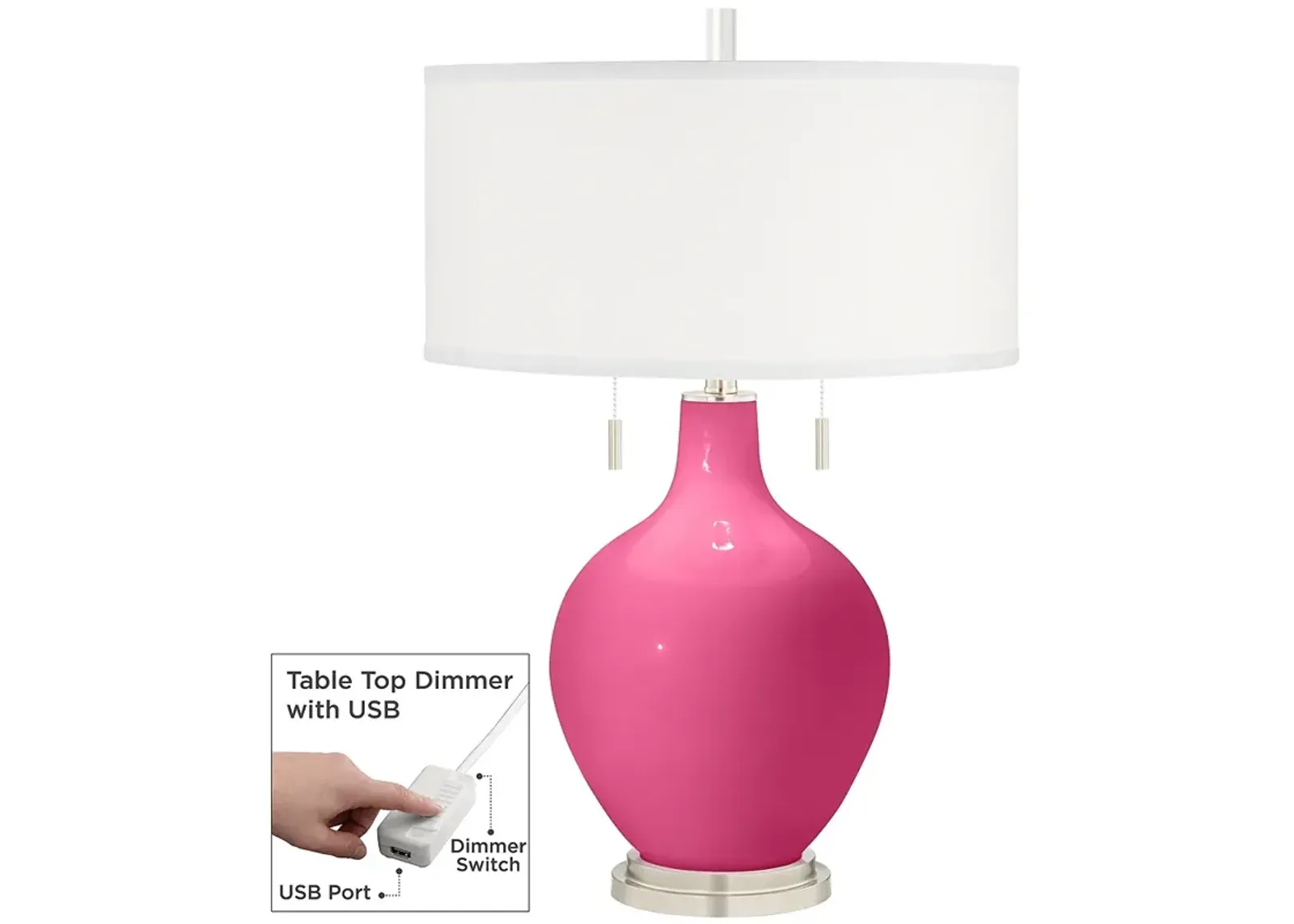 Blossom Pink Toby Table Lamp with Dimmer