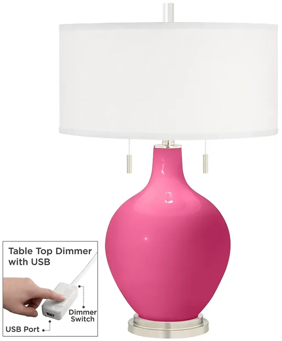 Blossom Pink Toby Table Lamp with Dimmer