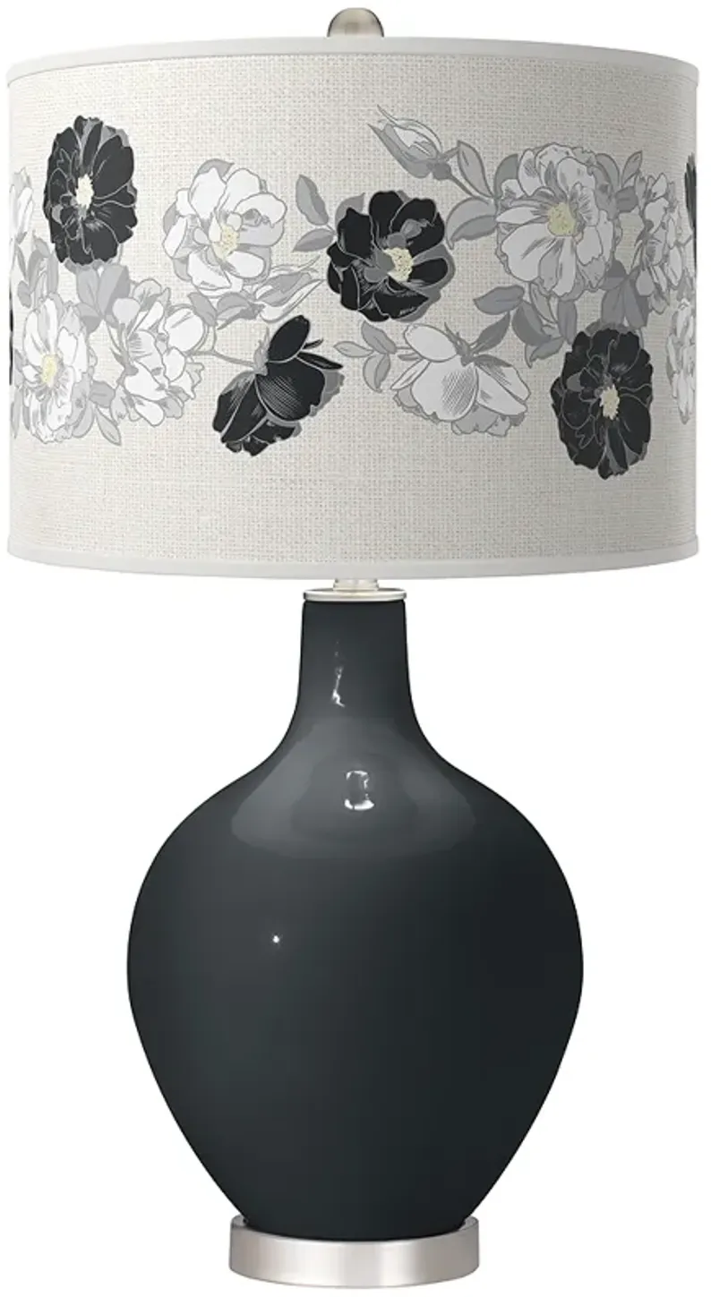 Black of Night Rose Bouquet Ovo Table Lamp