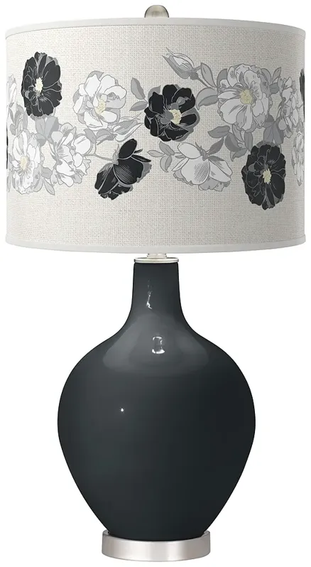 Black of Night Rose Bouquet Ovo Table Lamp