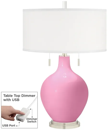 Candy Pink Toby Table Lamp with Dimmer