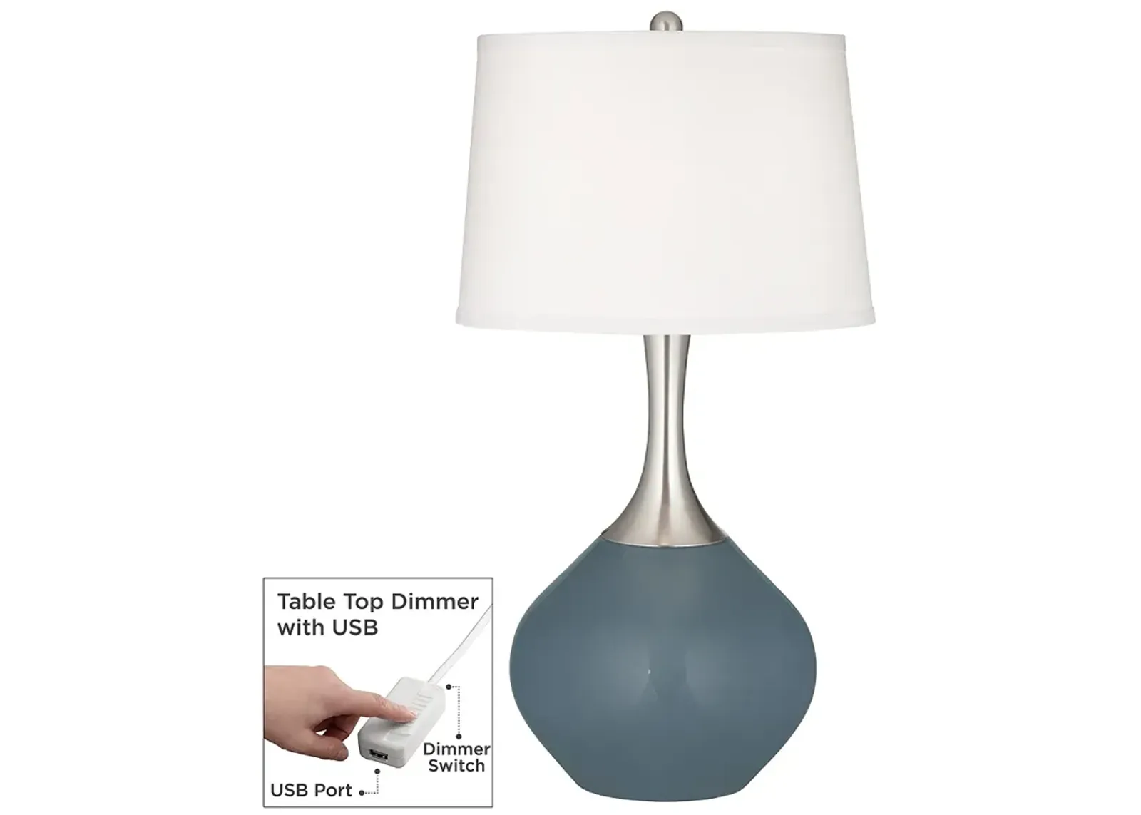 Smoky Blue Spencer Table Lamp with Dimmer