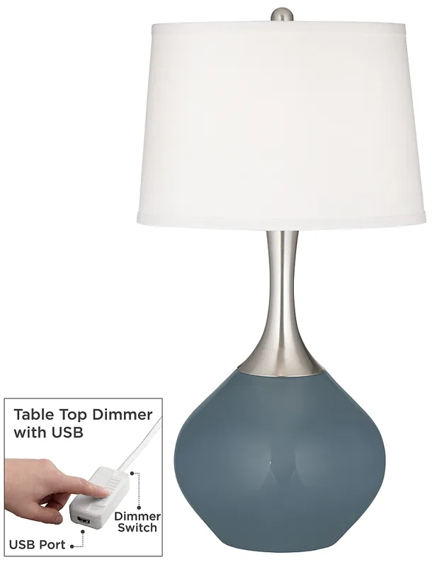 Smoky Blue Spencer Table Lamp with Dimmer