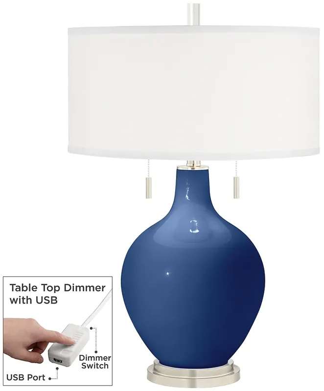 Monaco Blue Toby Table Lamp with Dimmer