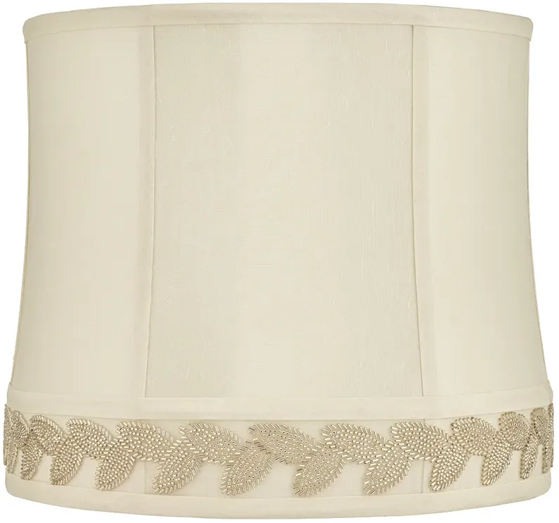 Eggshell Gold Leaf Trim Drum Lamp Shade 13x14x12 (Washer)