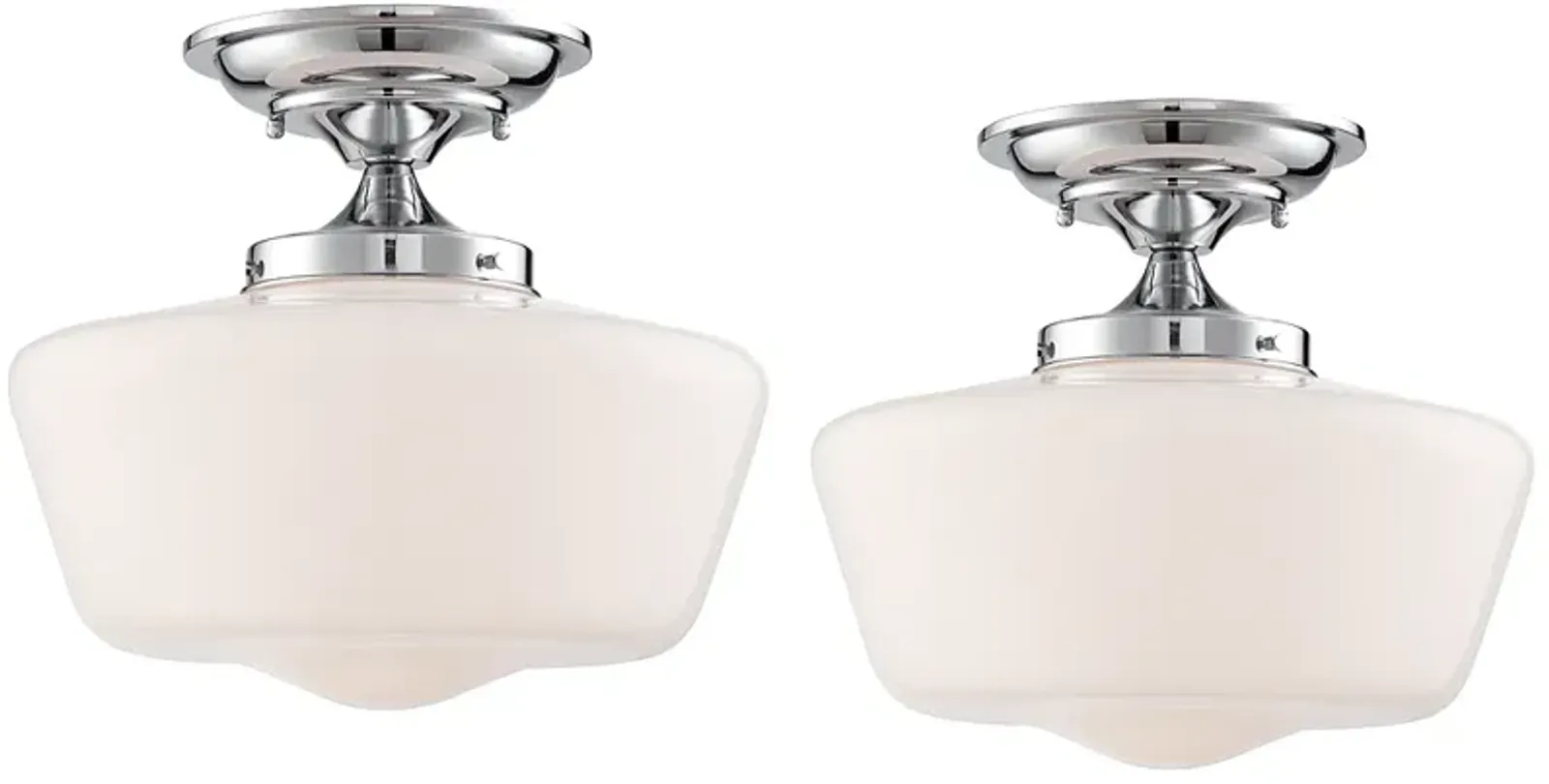 Schoolhouse Floating 12" Wide Chrome and Glass Ceiling Lights Set of 2