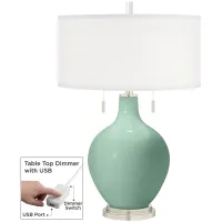 Grayed Jade Toby Table Lamp with Dimmer