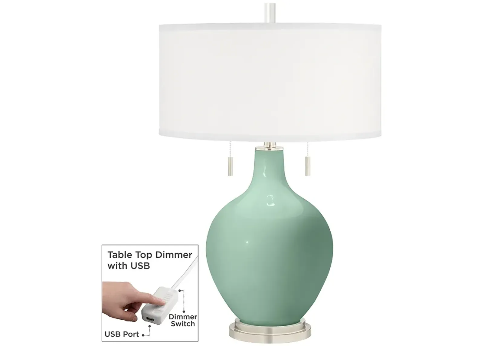 Grayed Jade Toby Table Lamp with Dimmer