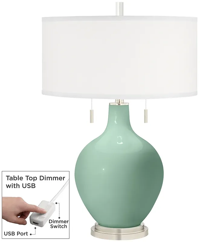 Grayed Jade Toby Table Lamp with Dimmer