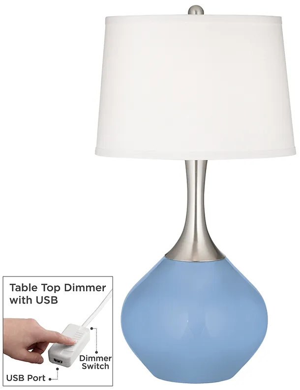 Placid Blue Spencer Table Lamp with Dimmer