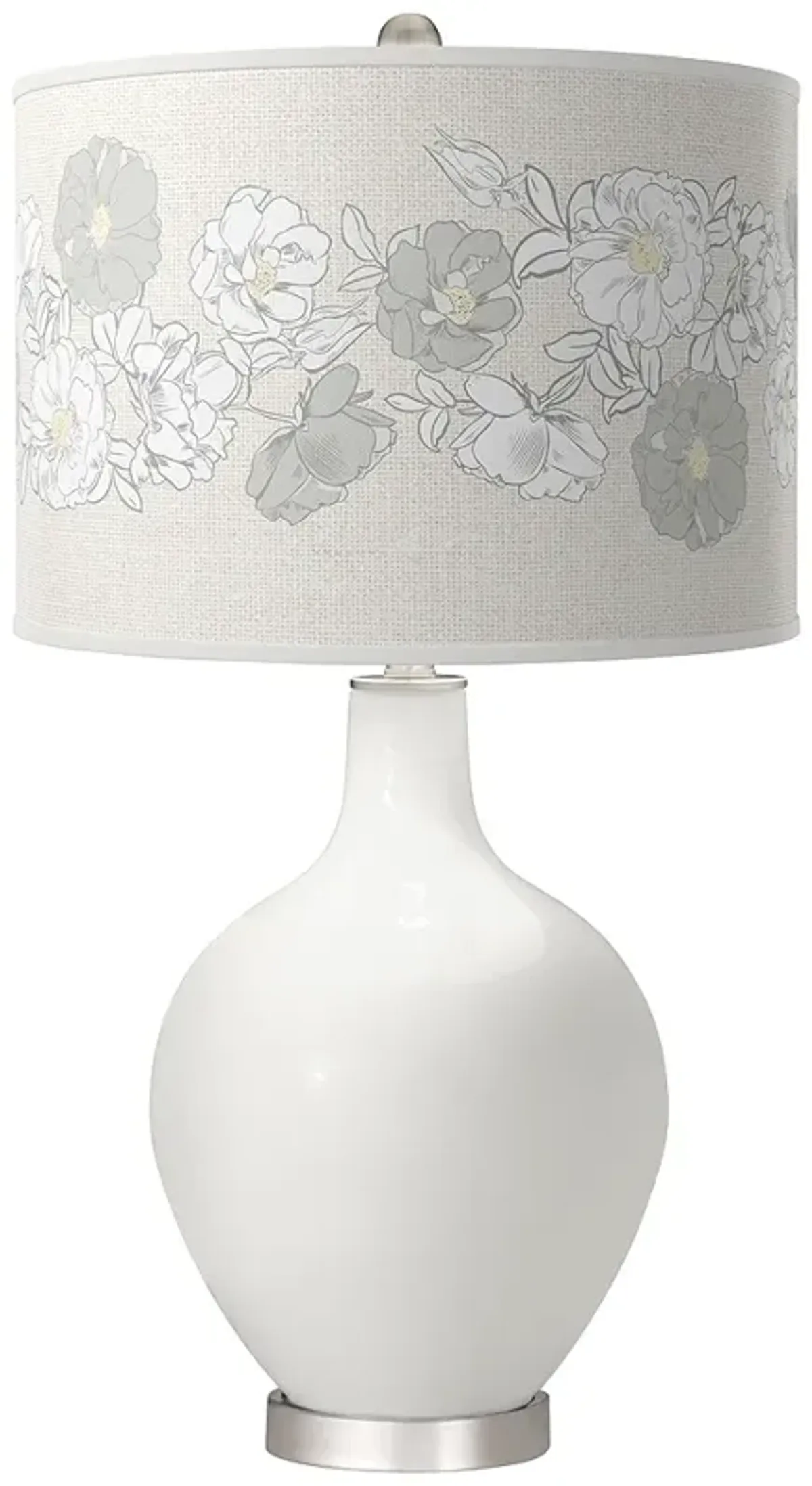 Winter White Rose Bouquet Ovo Table Lamp