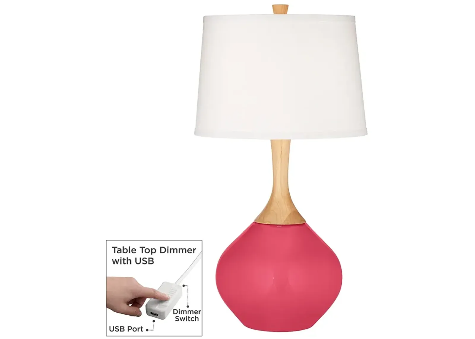 Eros Pink Wexler Table Lamp with Dimmer