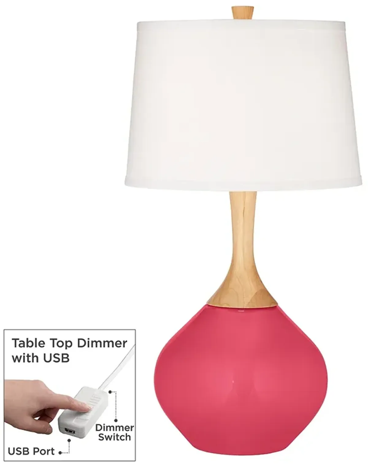 Eros Pink Wexler Table Lamp with Dimmer