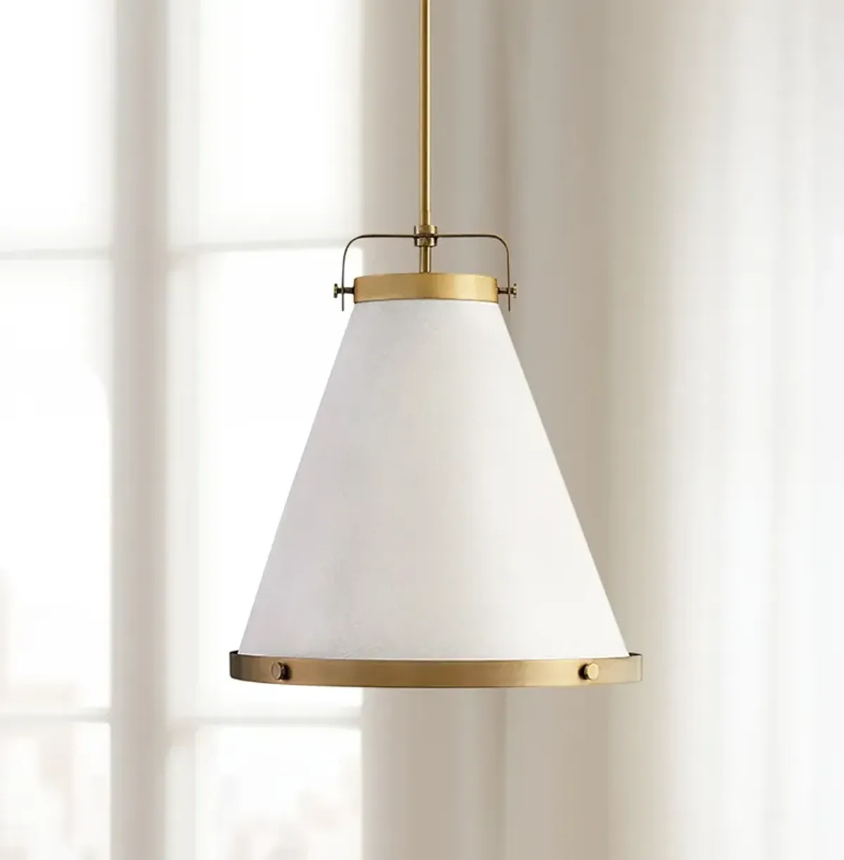 Hinkley Lexi 16" Wide Lacquered Brass Cone Pendant Light