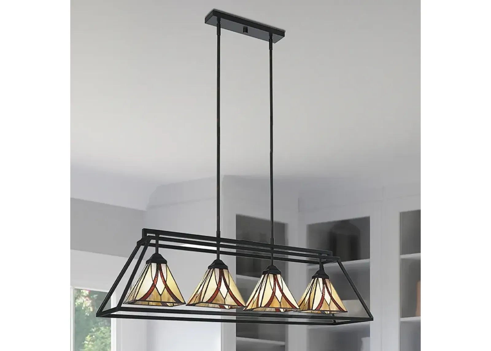 Quoizel Asheville 42" Wide Valiant Bronze 4-Light Pendant