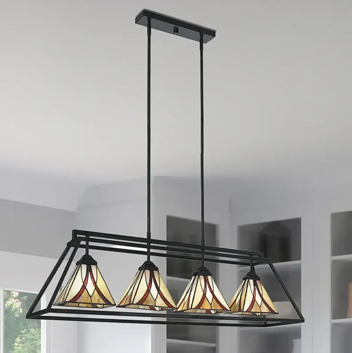 Quoizel Asheville 42" Wide Valiant Bronze 4-Light Pendant