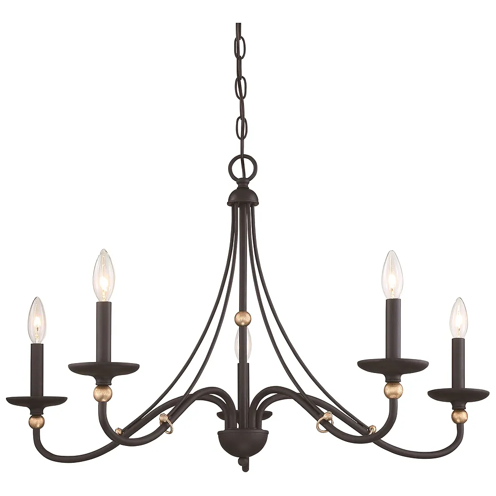 Minka-Lavery Westchester 34" Wide 5-Light Coal and Gold Chandelier