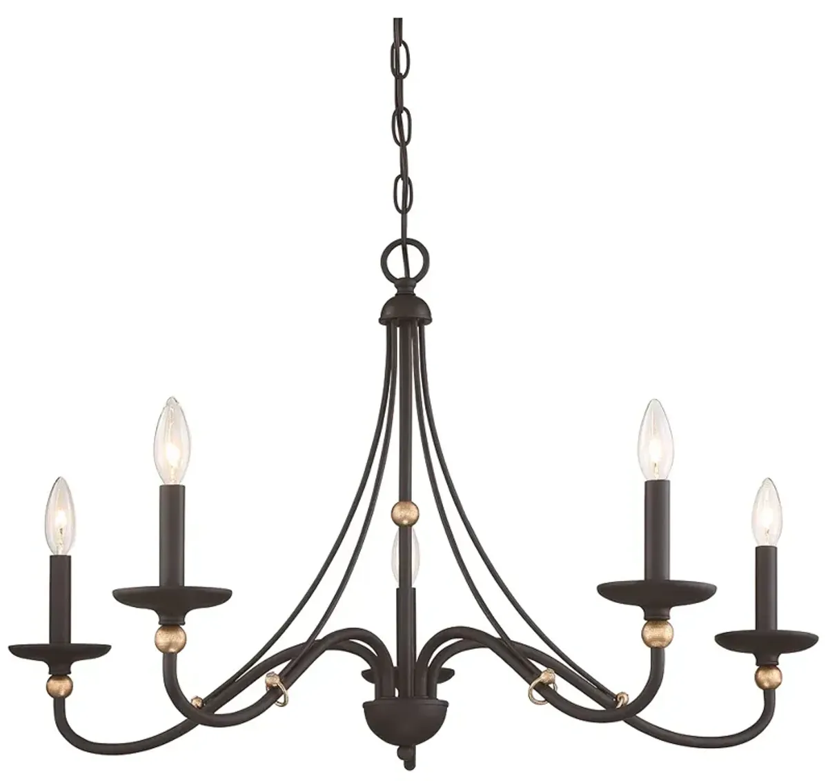 Minka-Lavery Westchester 34" Wide 5-Light Coal and Gold Chandelier