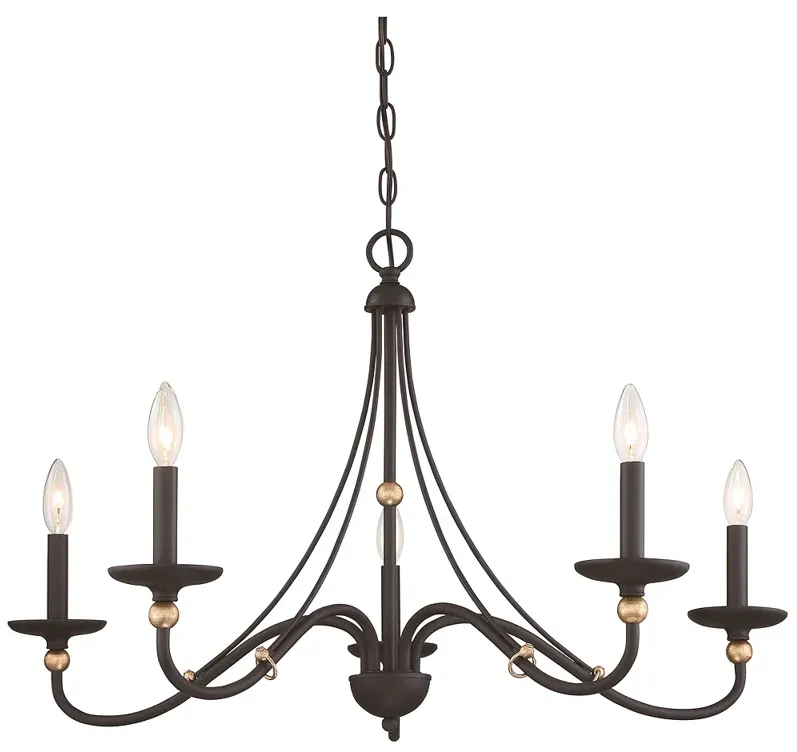 Minka-Lavery Westchester 34" Wide 5-Light Coal and Gold Chandelier