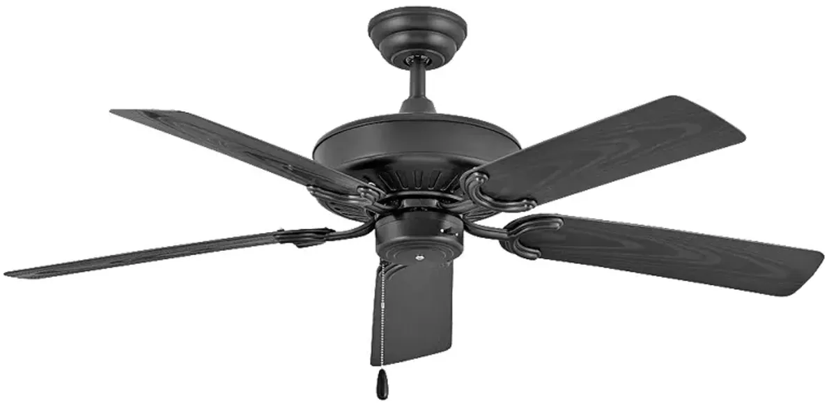 52" Hinkley Oasis 5-Bade Matte Black Ceiling Fan with Pull Chain