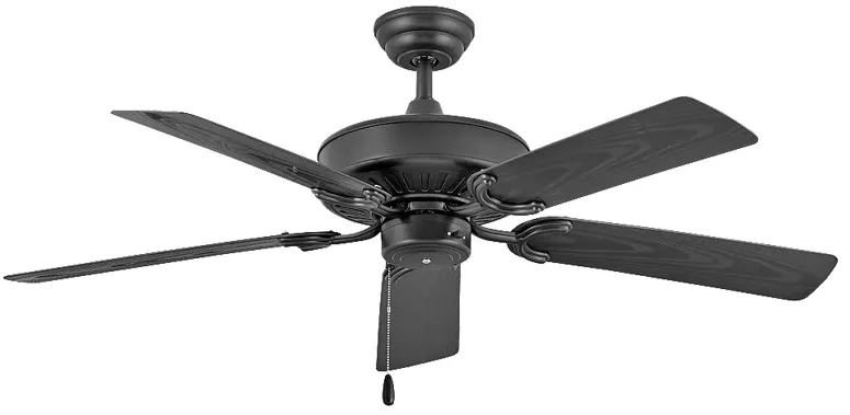 52" Hinkley Oasis 5-Bade Matte Black Ceiling Fan with Pull Chain