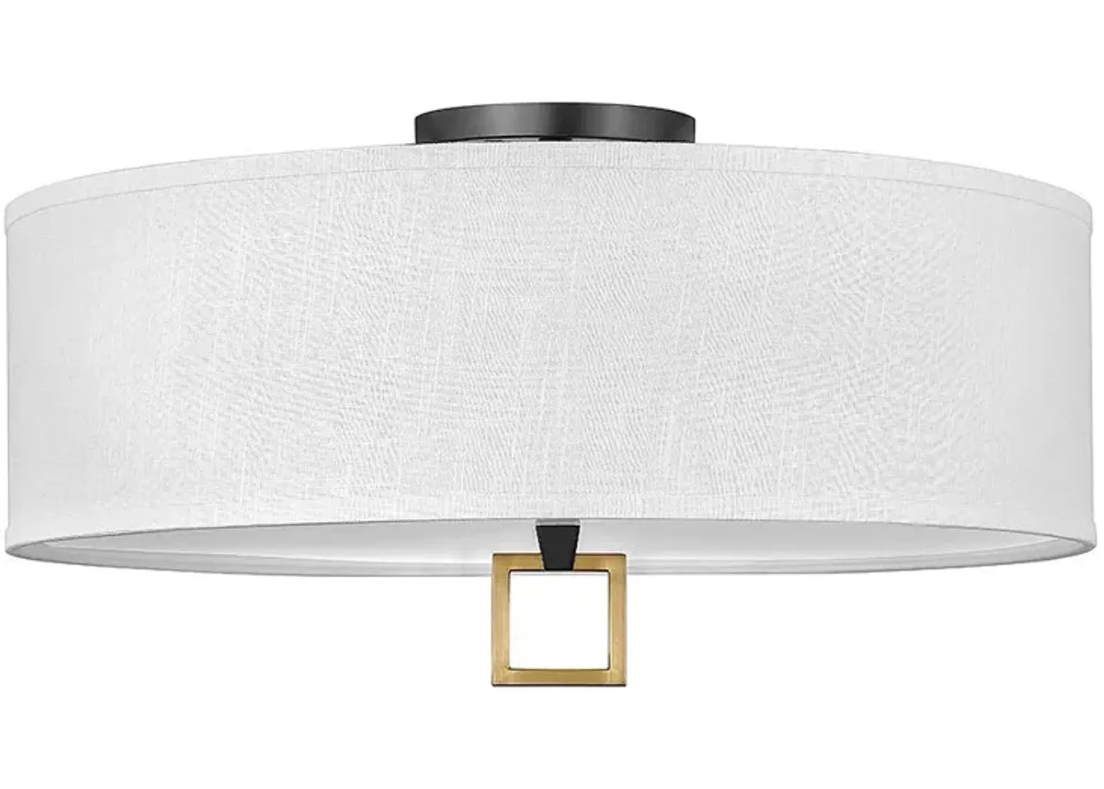 Hinkley Link 24" Brass and White Drum Semi-Flushmount Ceiling Light