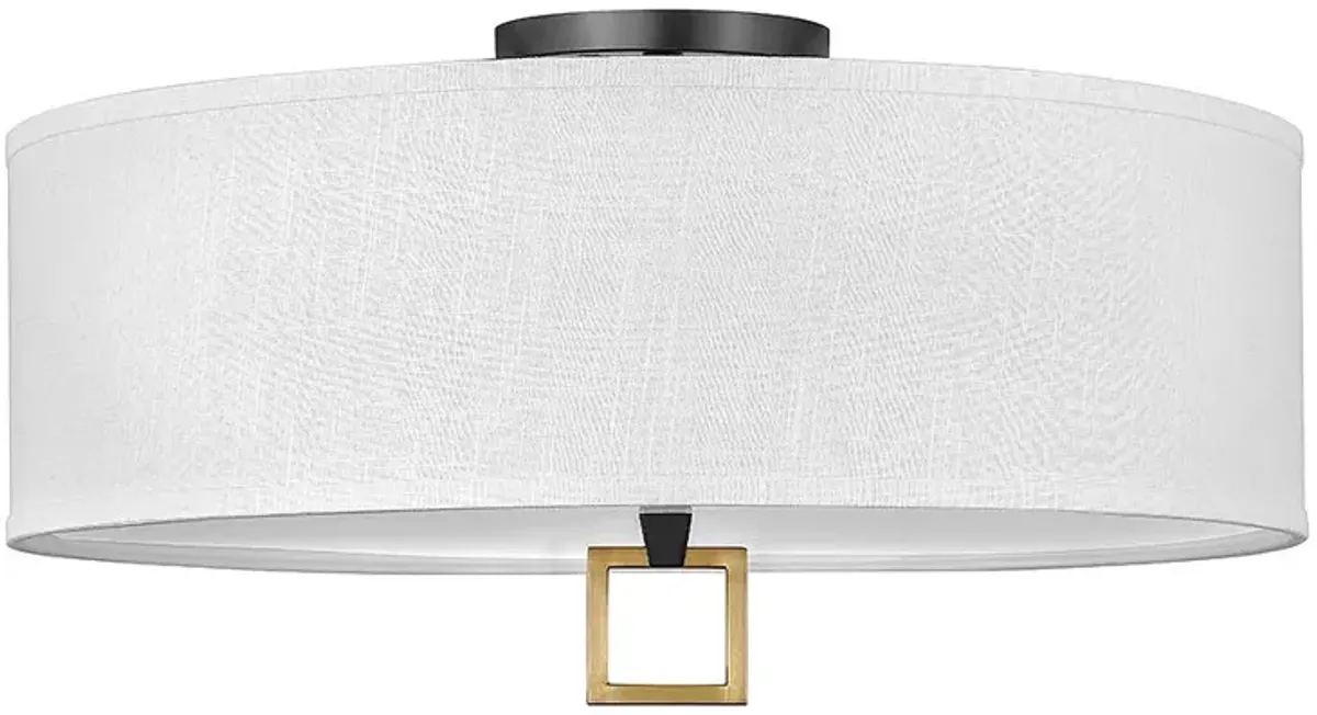 Hinkley Link 24" Brass and White Drum Semi-Flushmount Ceiling Light