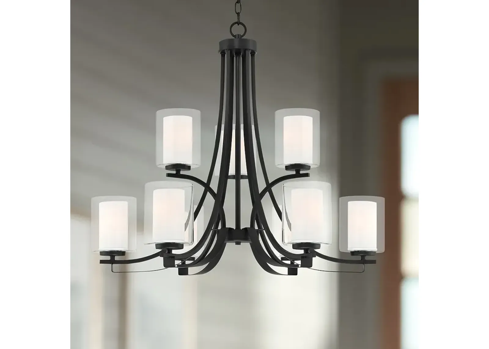 Minka Parsons Studio 31 1/2"W Sand Coal 9-Light 2-Tier Chandelier