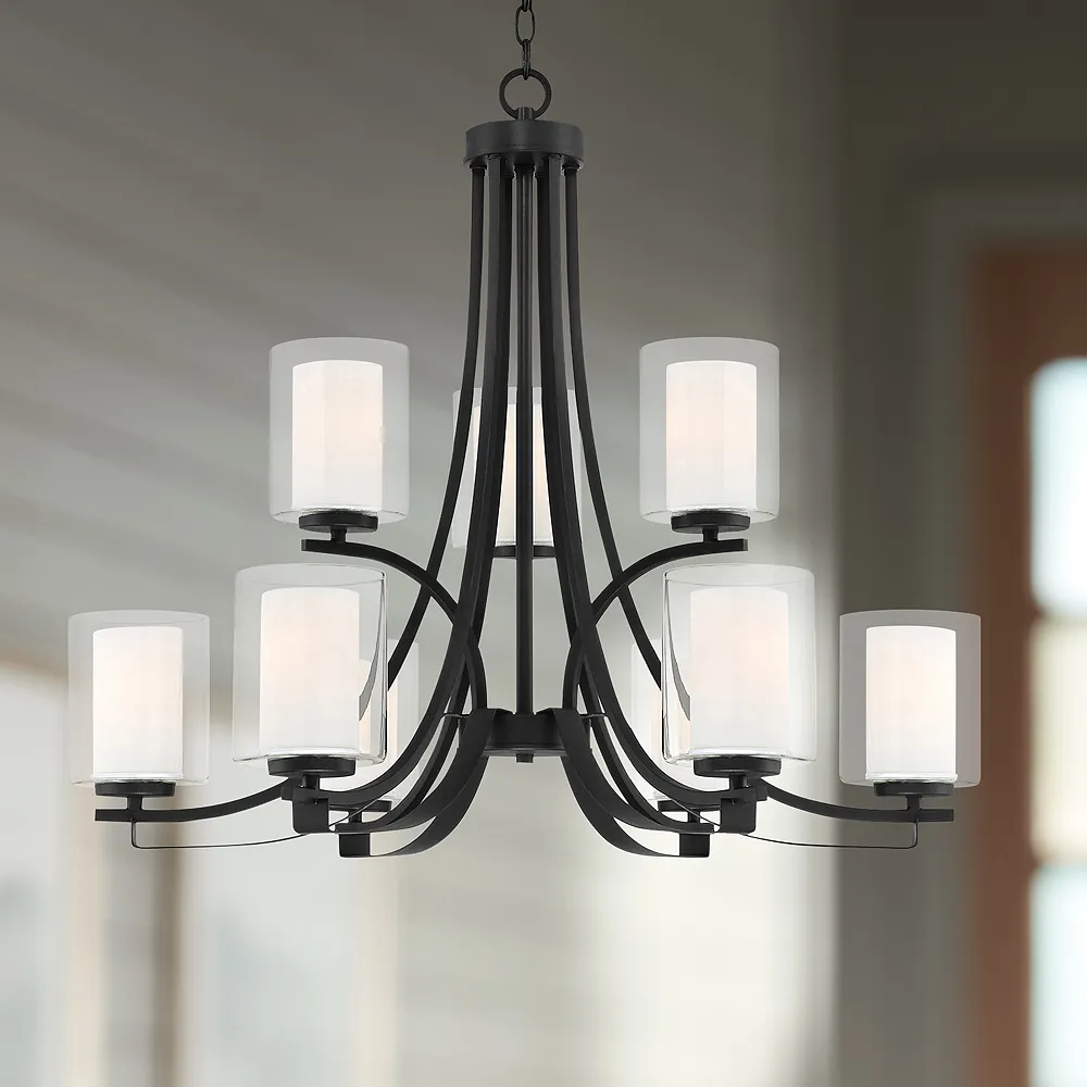 Minka Parsons Studio 31 1/2"W Sand Coal 9-Light 2-Tier Chandelier