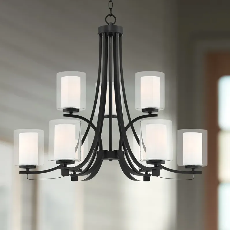 Minka Parsons Studio 31 1/2"W Sand Coal 9-Light 2-Tier Chandelier