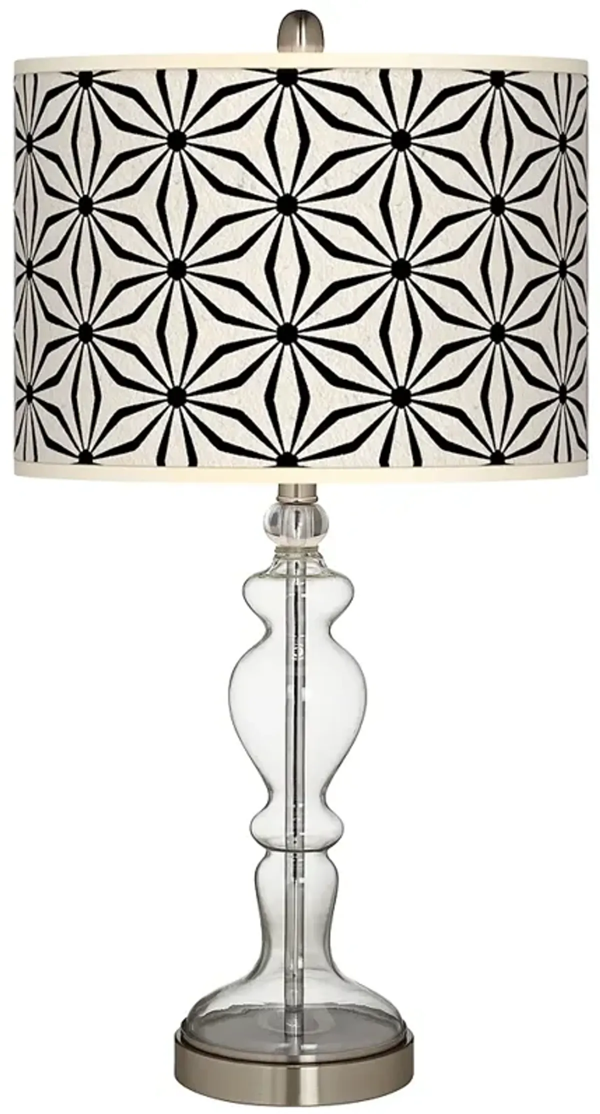 Kaleidoscope Flowers Giclee Apothecary Clear Glass Table Lamp