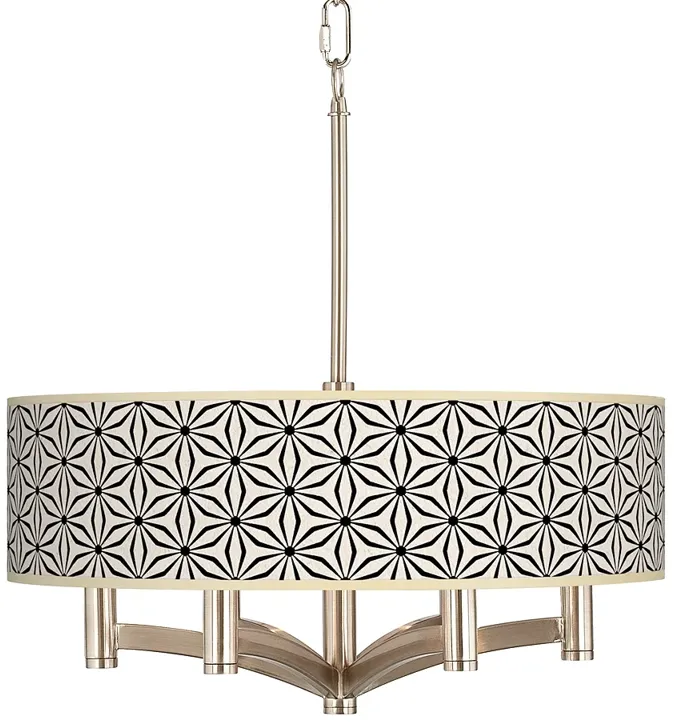 Kaleidoscope Flowers Ava 6-Light Nickel Pendant Chandelier