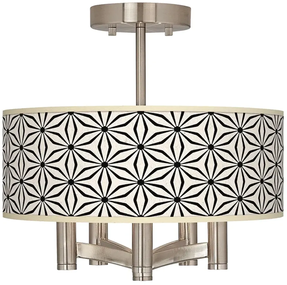 Kaleidoscope Flowers Ava 5-Light Nickel Ceiling Light