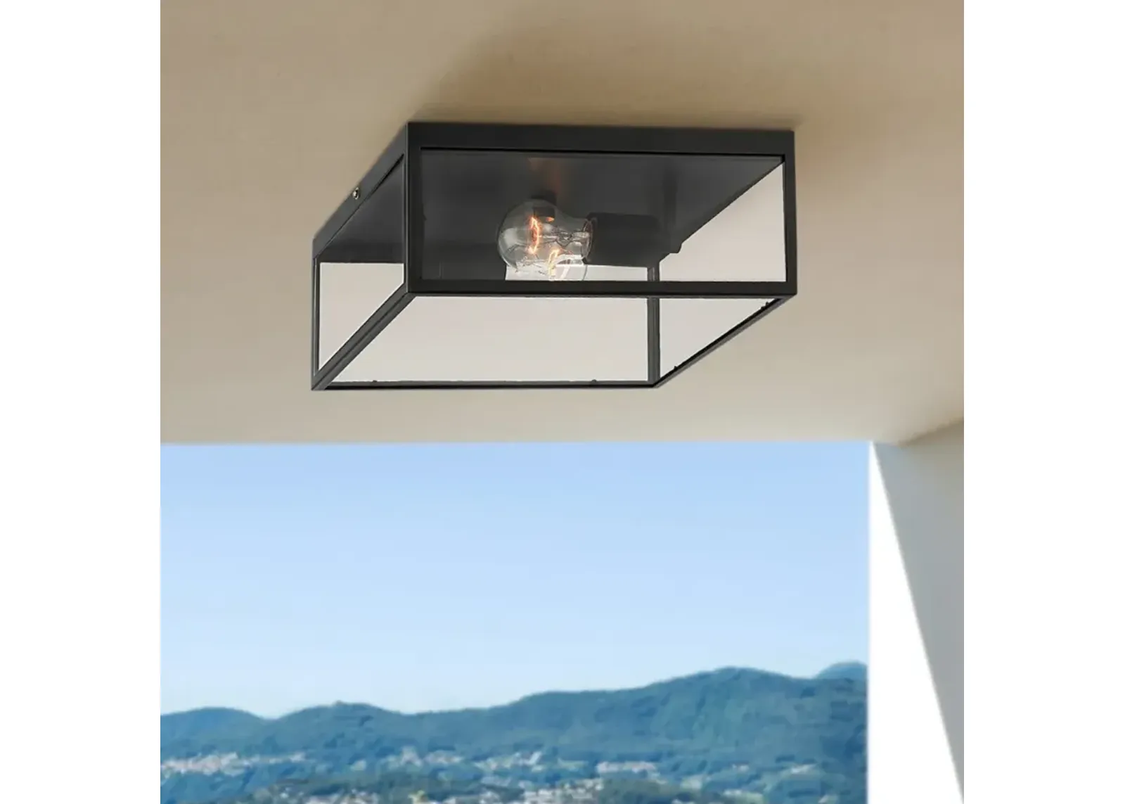 John Timberland Titan 12" Matte Black Square Outdoor Ceiling Light