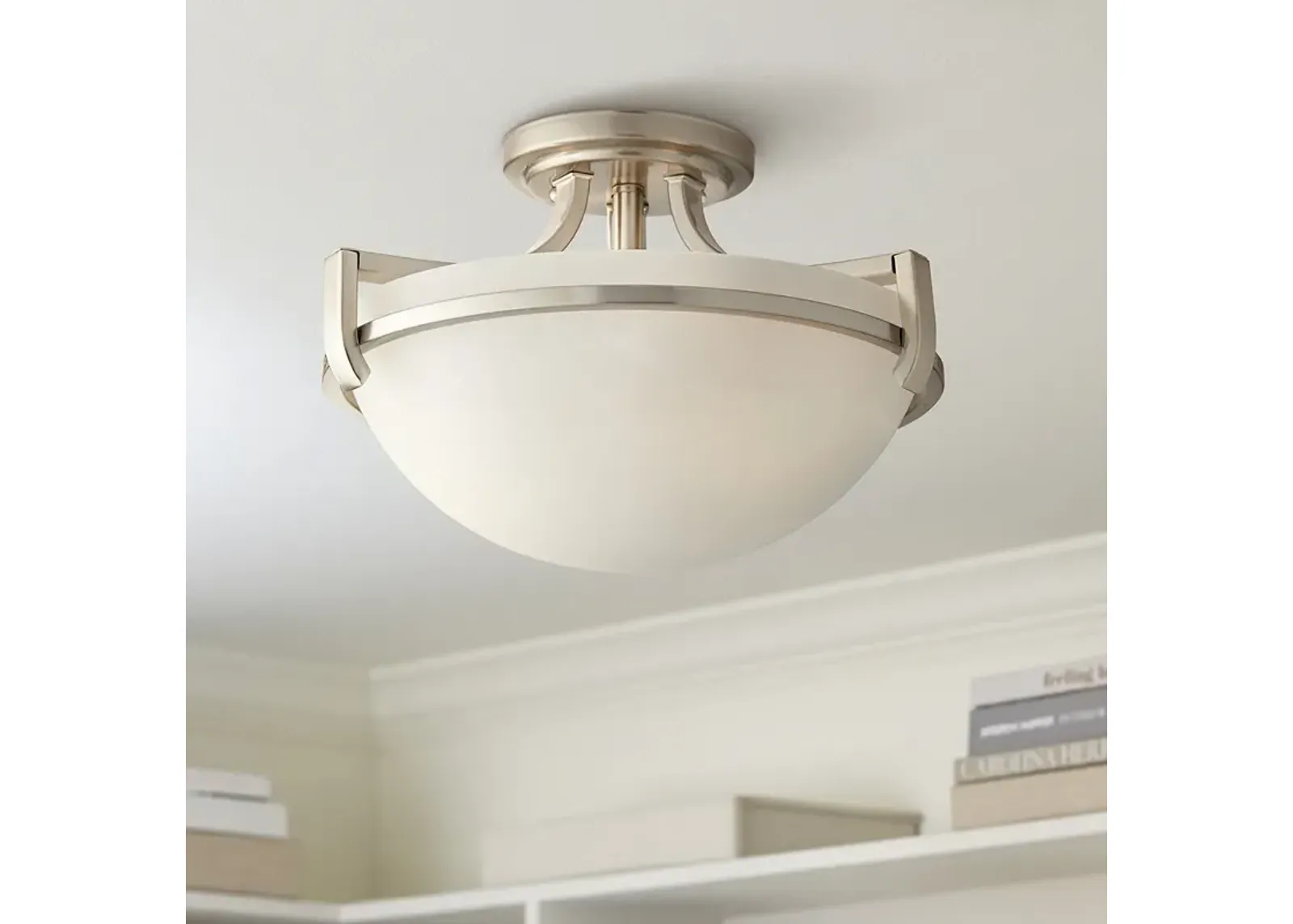 Regency Hill Mallot 13" Wide Nickel and Marbleized Glass Ceiling Light