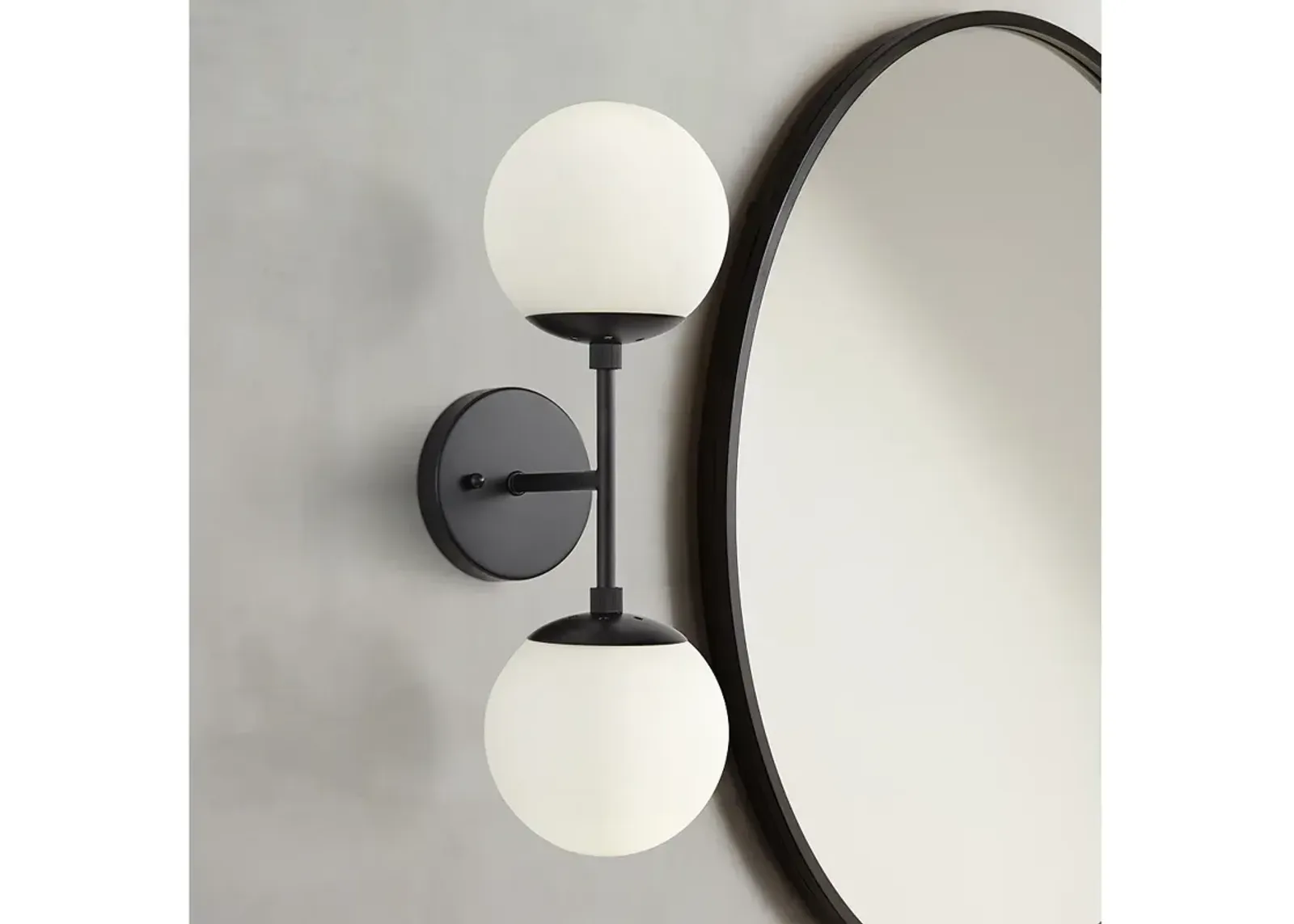 Possini Euro Oso 17 3/4" High Black and Opal Orb Modern Wall Sconce