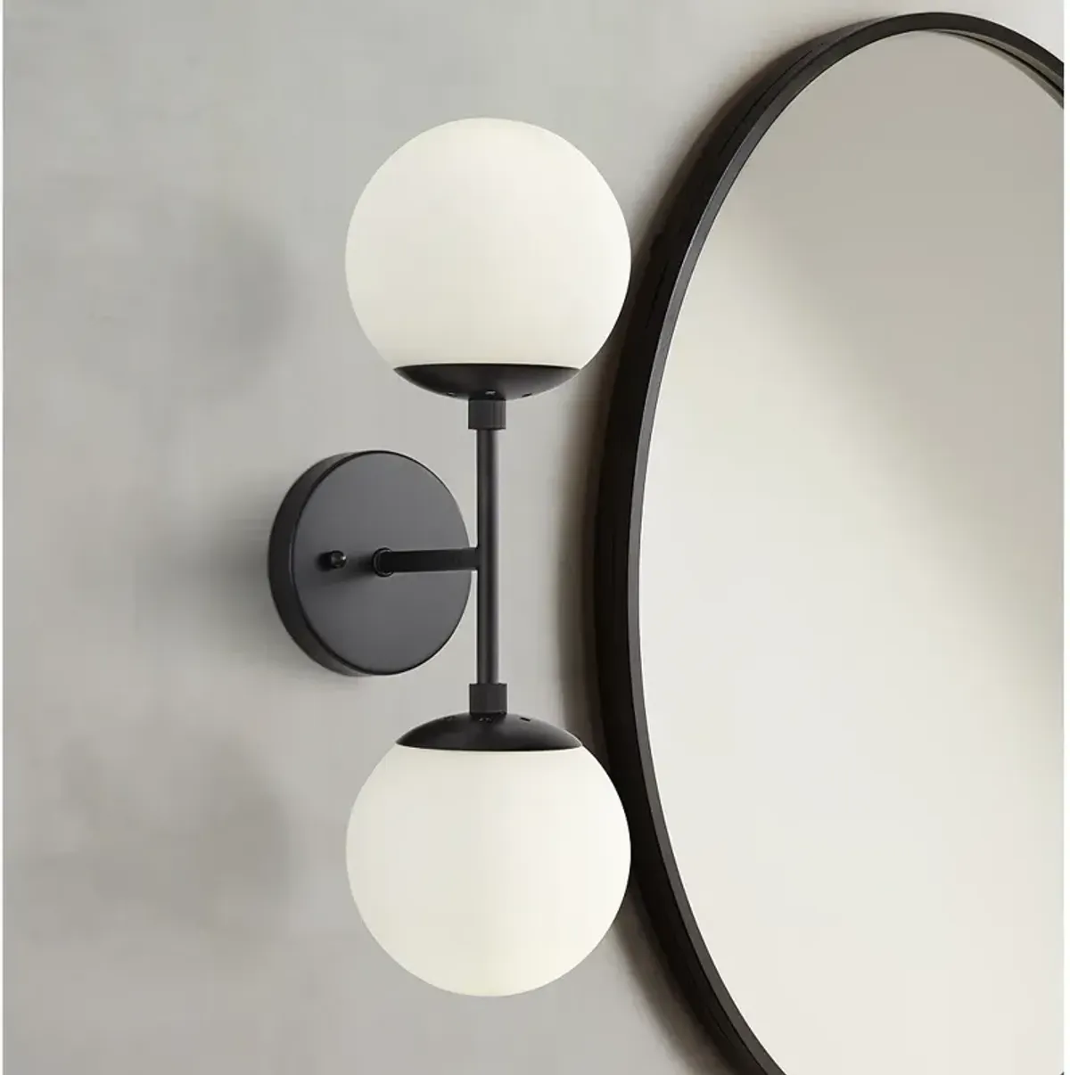 Possini Euro Oso 17 3/4" High Black and Opal Orb Modern Wall Sconce