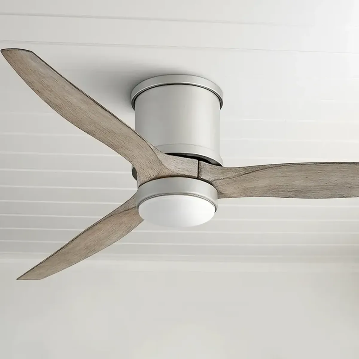 52" Hinkley Hover Brushed Nickel Wet-Rated LED Hugger Smart Fan